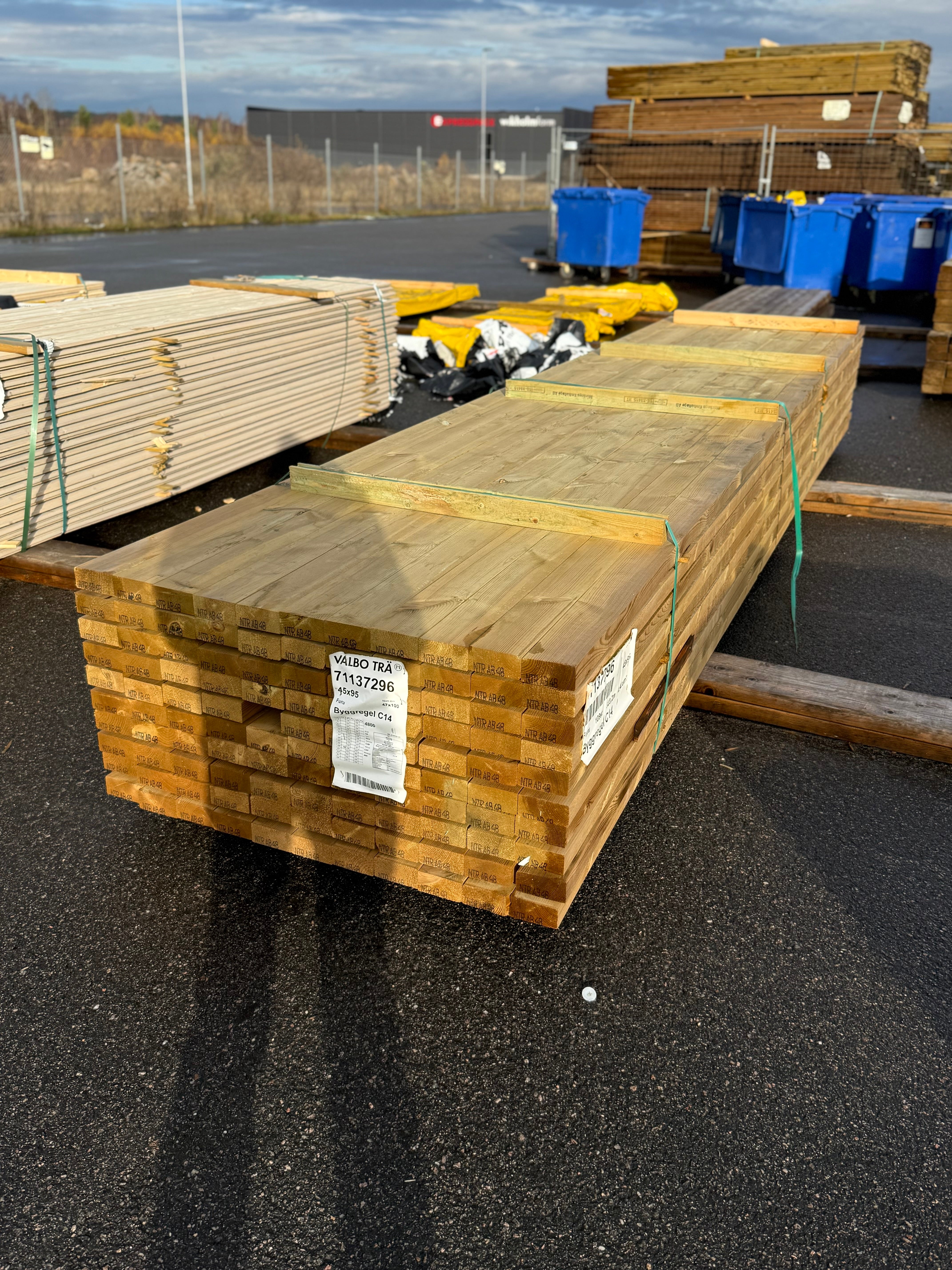 Paket Tryckimpregnerade Reglar 45x95mm – 110 st (4,80 m, Furu C14)