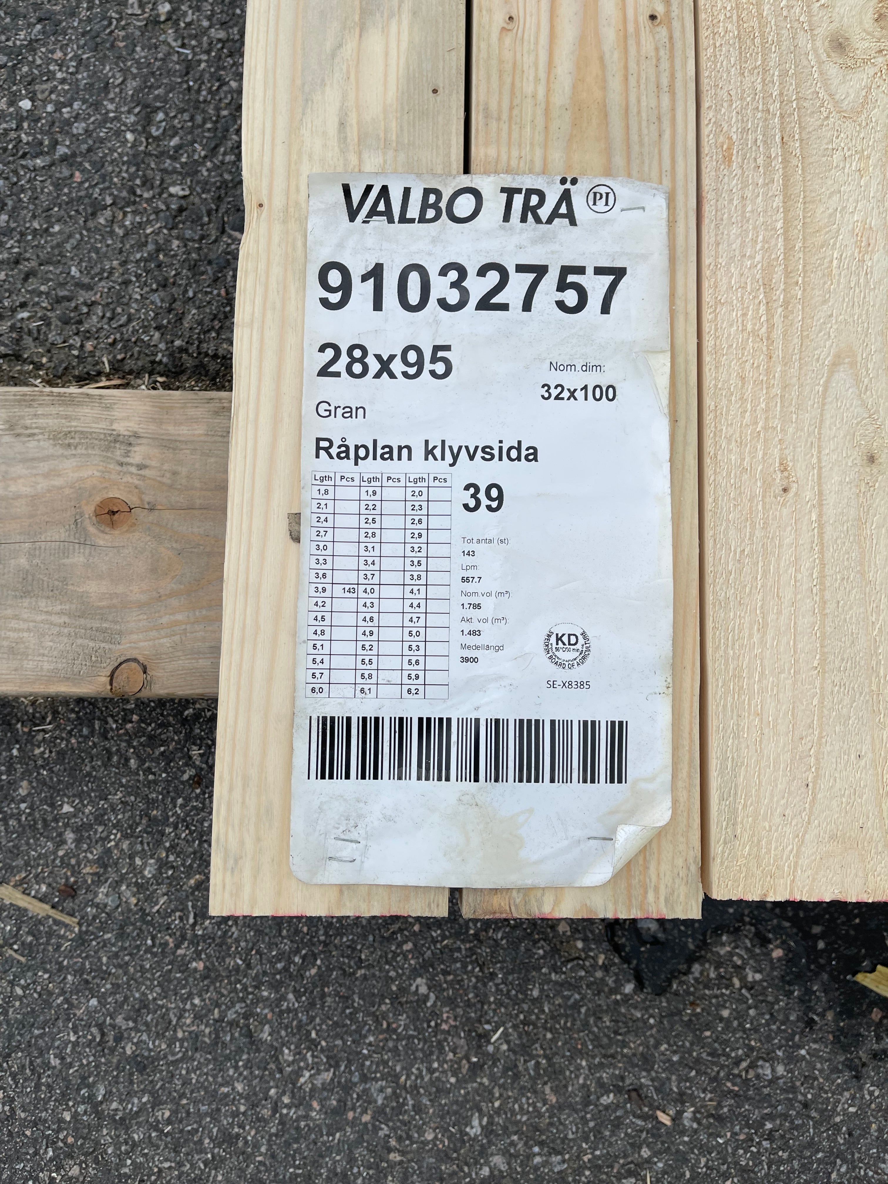 Paket Finsågad Panel Gran 28x95 mm – 3,90 m – 44 st MÖGEL