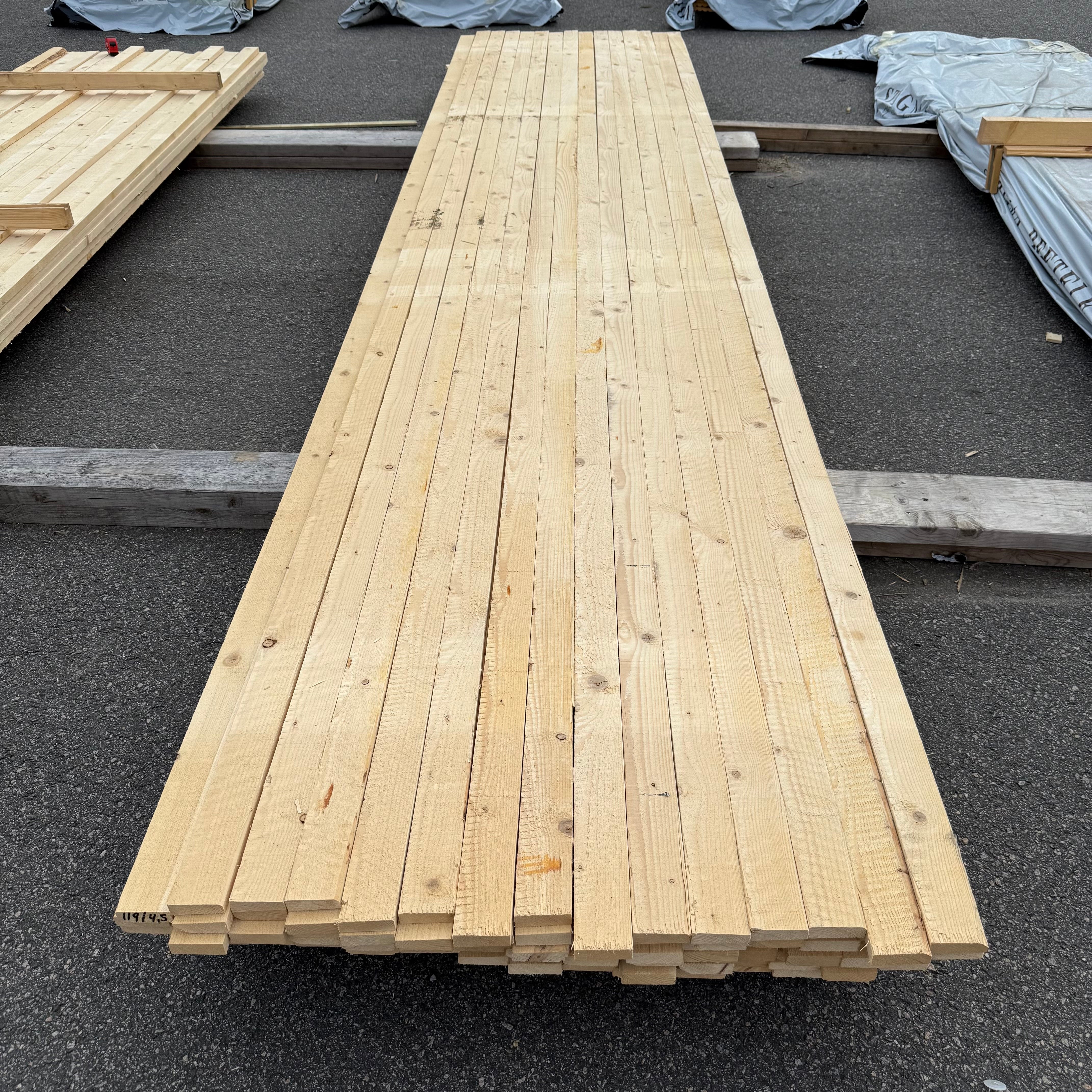 Paket Brädor 19x63mm – 119 st (4,50 m, gran, ohyvlad/råsågad)