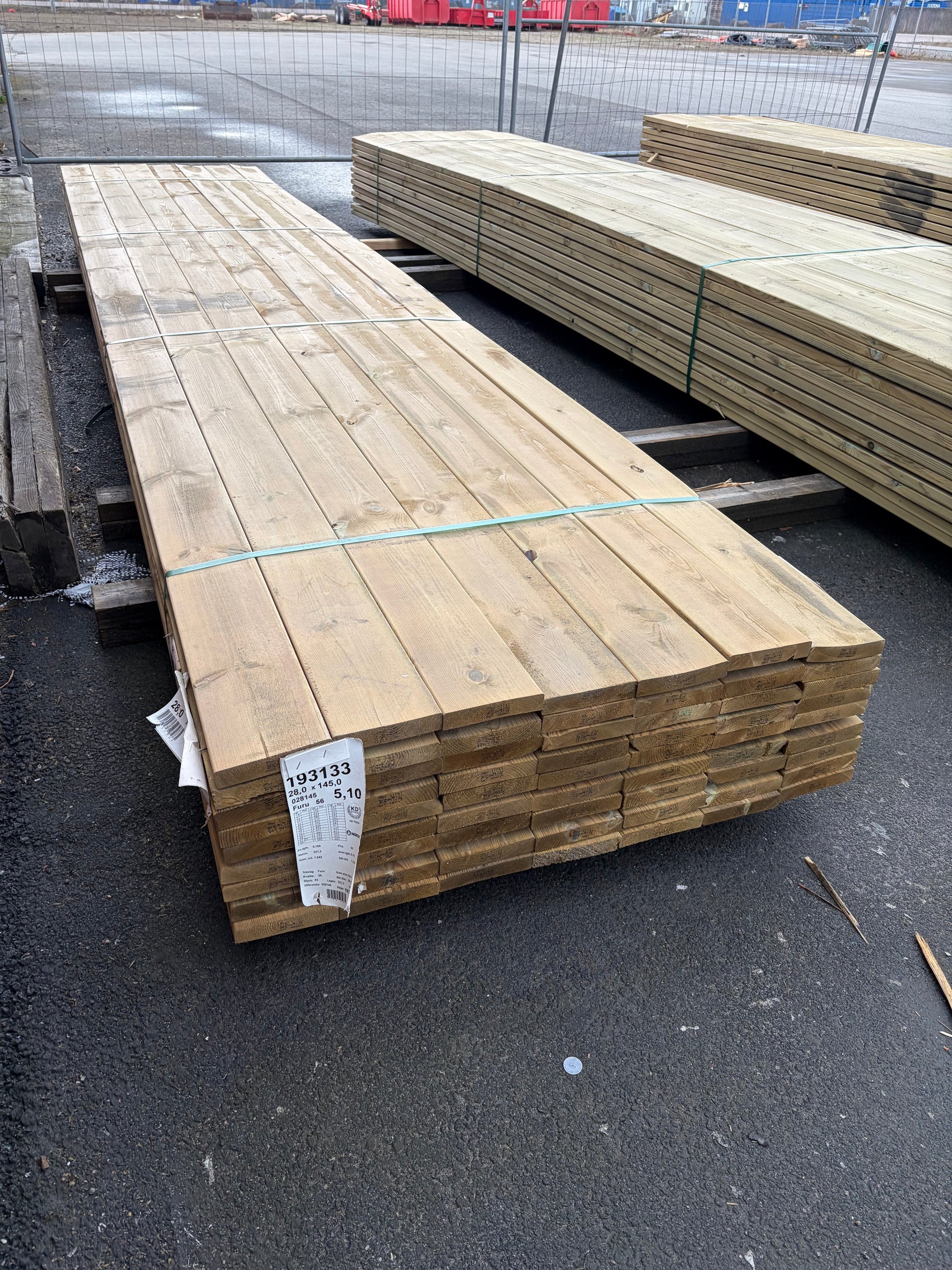 Paket Tryckimpregnerad Trall 28x145mm, 63st 5,10m
