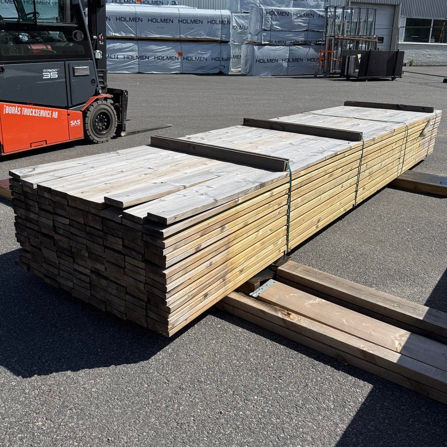 Paket Tryckimpregnerad Rillad Trall 28x120mm, 144st 4.80m Väderbitet