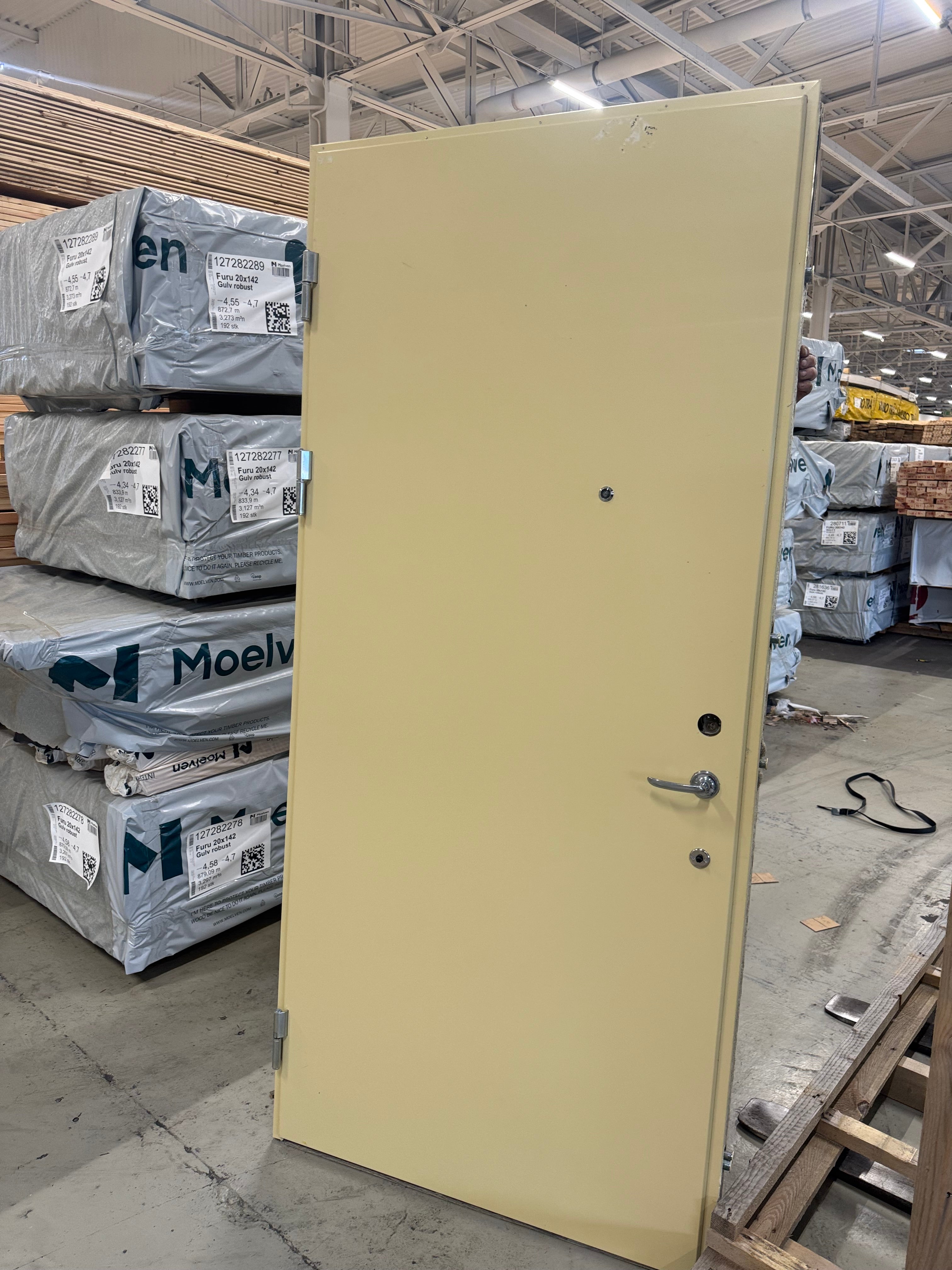 Lägenhetsdörr / Ståldörr Daloc – 99,5x219,5 cm (Vänsterhängd, Gul)