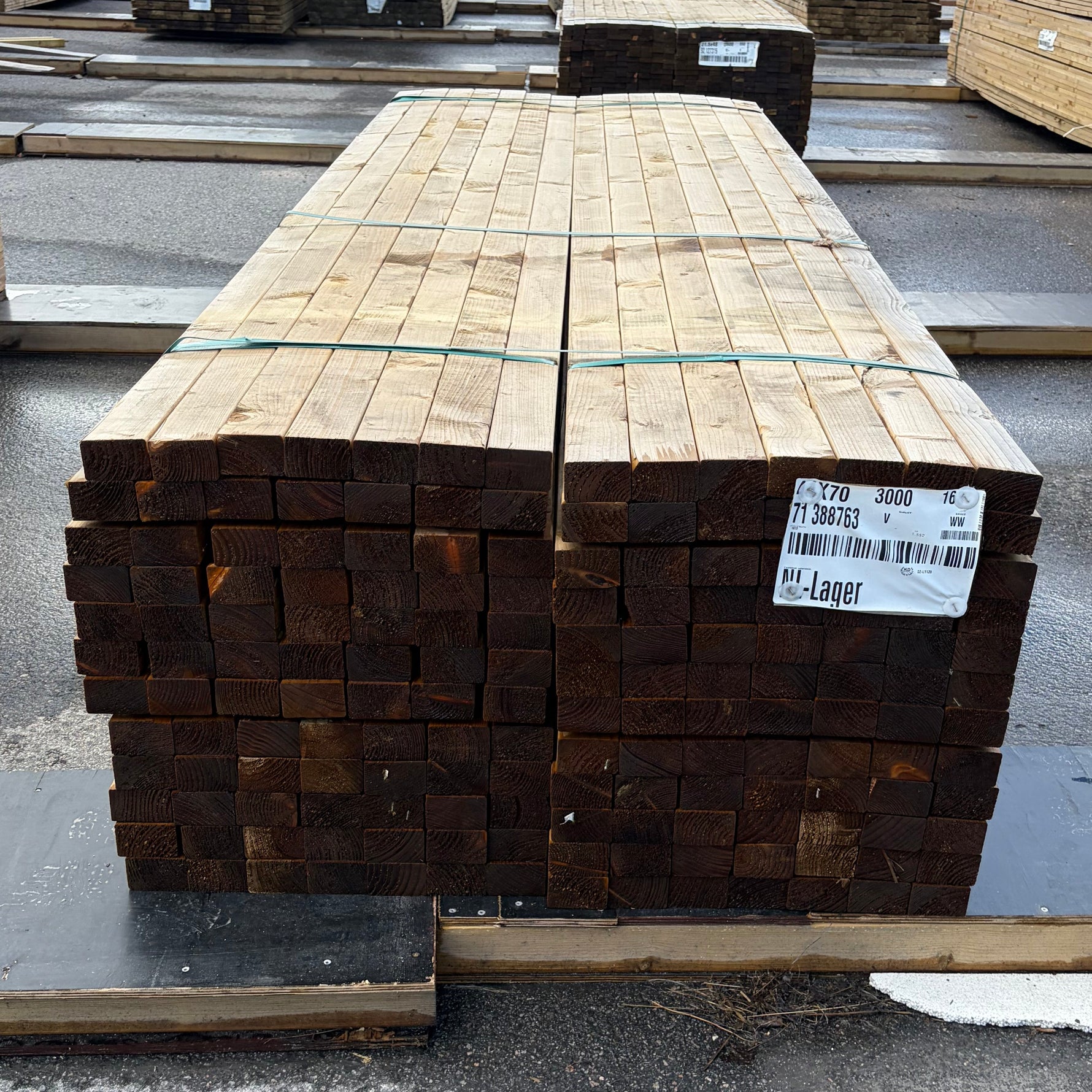 Paket Tryckimpregnerade Reglar 44x70mm, 168st 3,00m