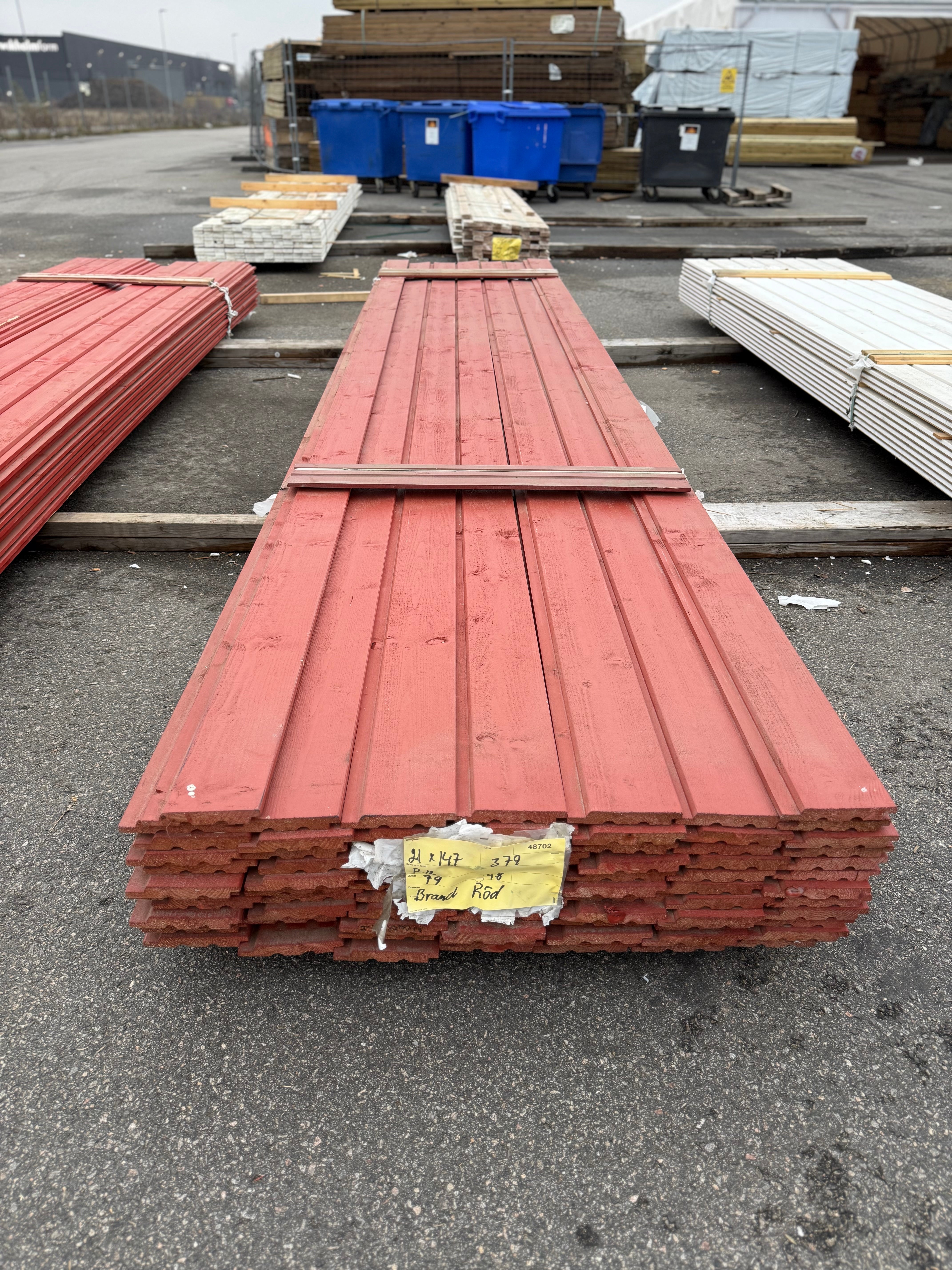 Paket Ytterpanel Falsad Enkelfas 21x147mm – 79 st (4,80 m, Brandröd)