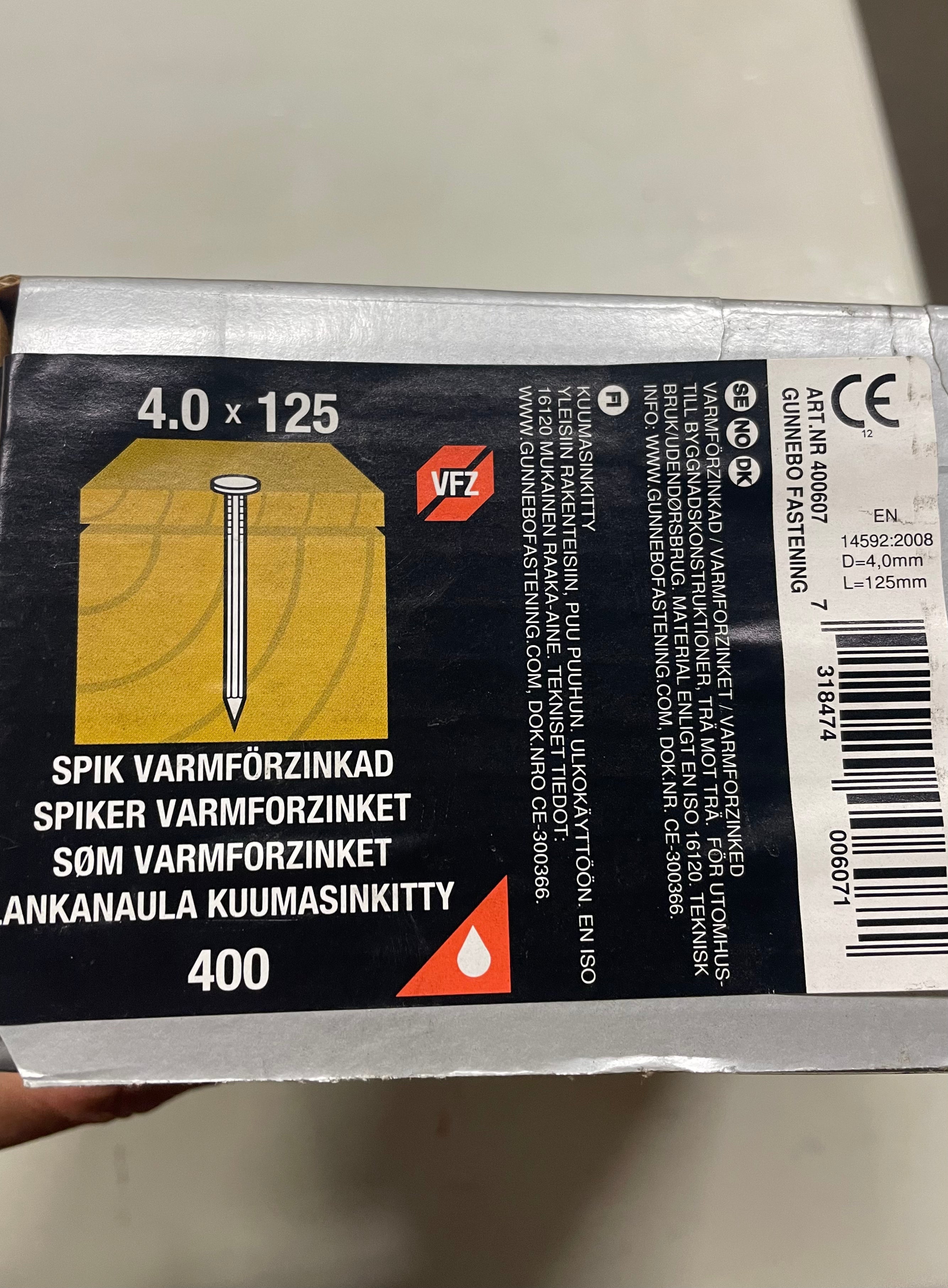 Trådspik varmförzinkad 4x125mm 400st