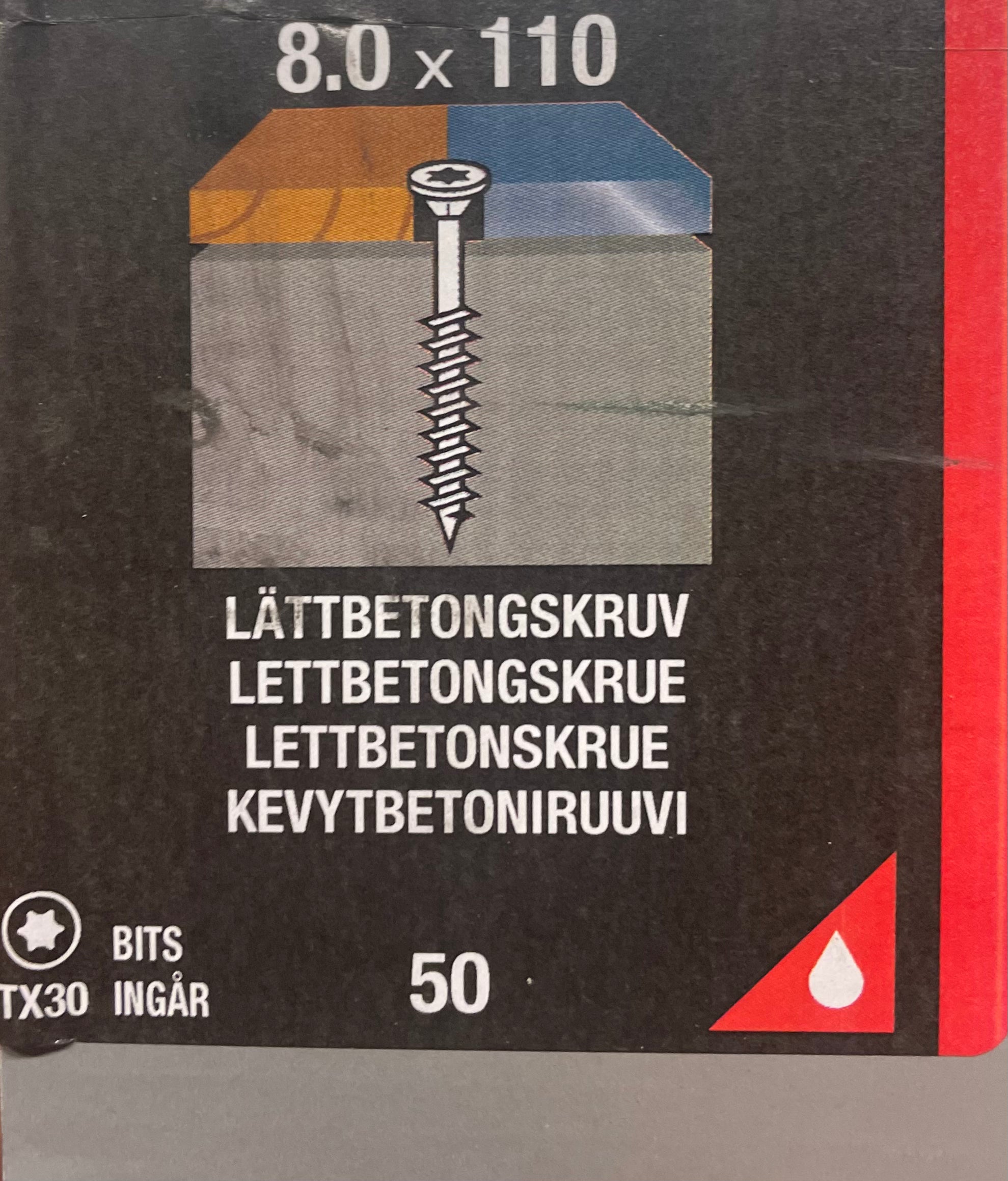 Lättbetongskruv 8x110mm 50pack