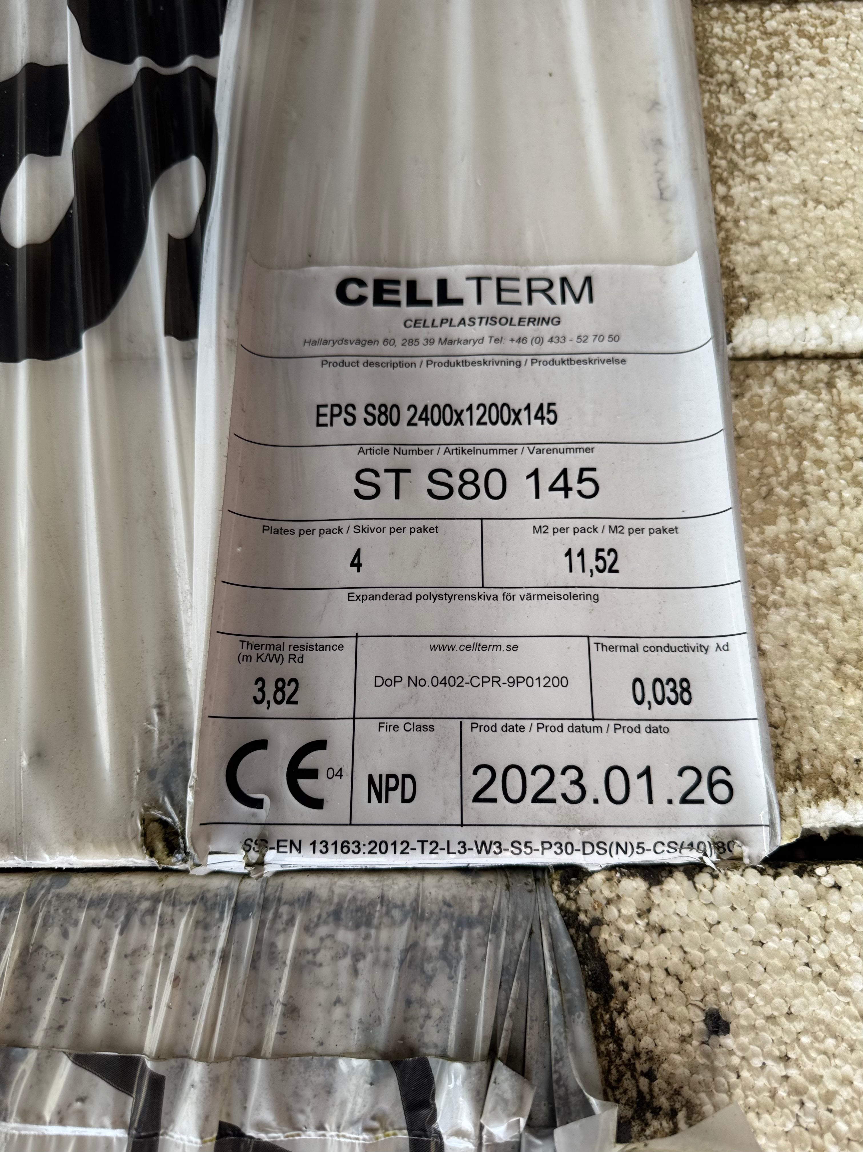Cellplast EPS S80 – 1200×2400×145 mm (20 st)