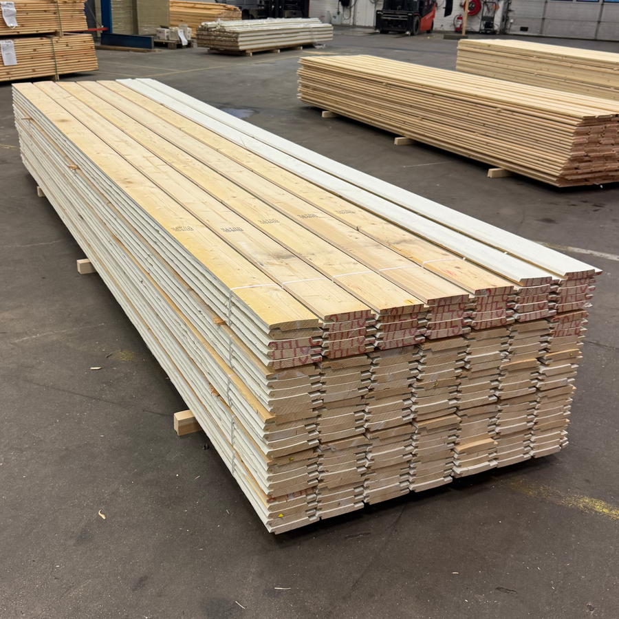 Paket Falspanel 22x145 – 4.20m – Vit (Grund + Mellanstruken) 175st